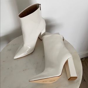 Raye White Patent Boots